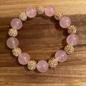 Handmade Rose Quartz and Gold Beaded Bracelet